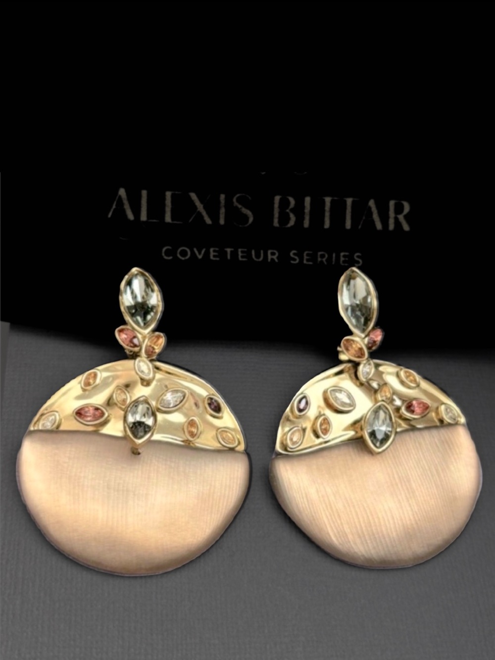 ALEXIS BITTAR • Lucite Mobile Metal Navette Statement Clip On Earrings